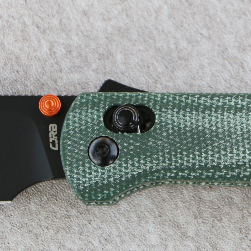 CJRB Bolt Thumbs Stud Recoil Lock Knife Green Micarta Handle (3.25'' Black PVD Coating S90V Blade) J1960G-BMGN