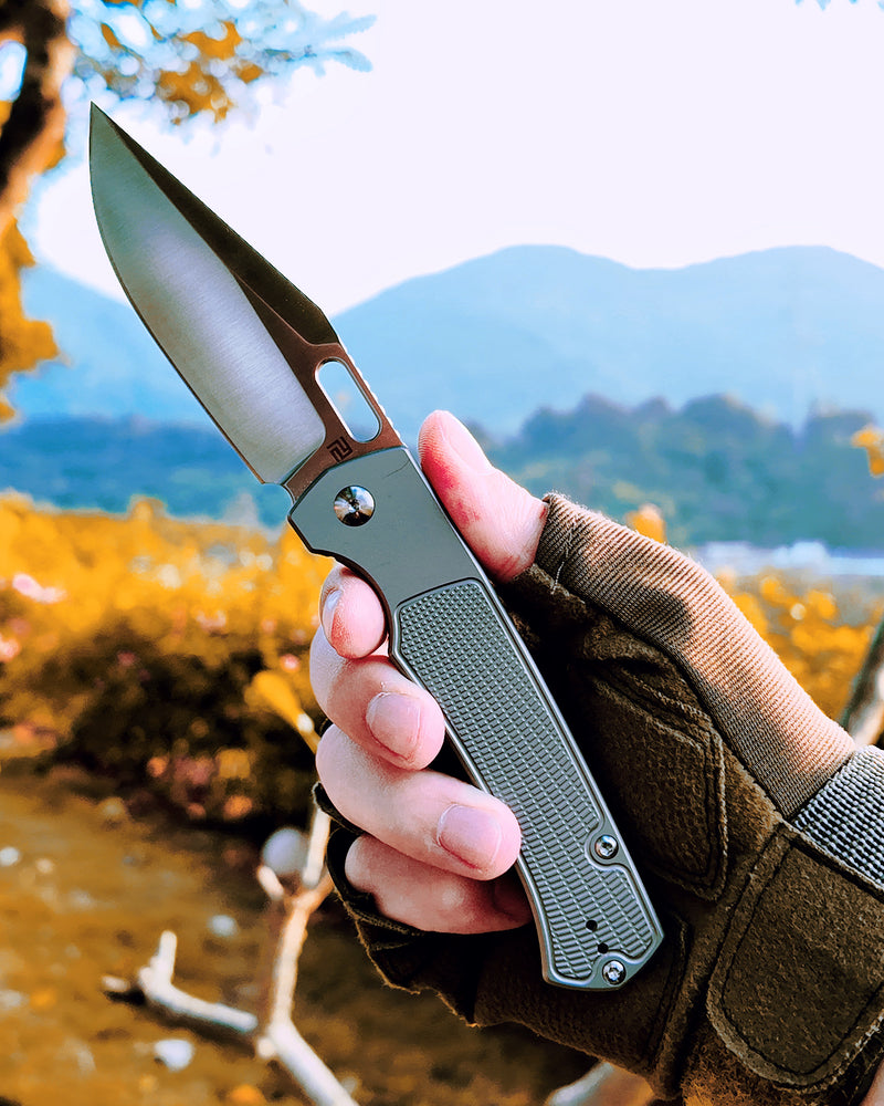 ARTISAN CUTLERY REVEL 	Frame Lock Knife Titanium Handle (3.54'' Sand Polish AR-RPM9 Blade) 1867T-AR