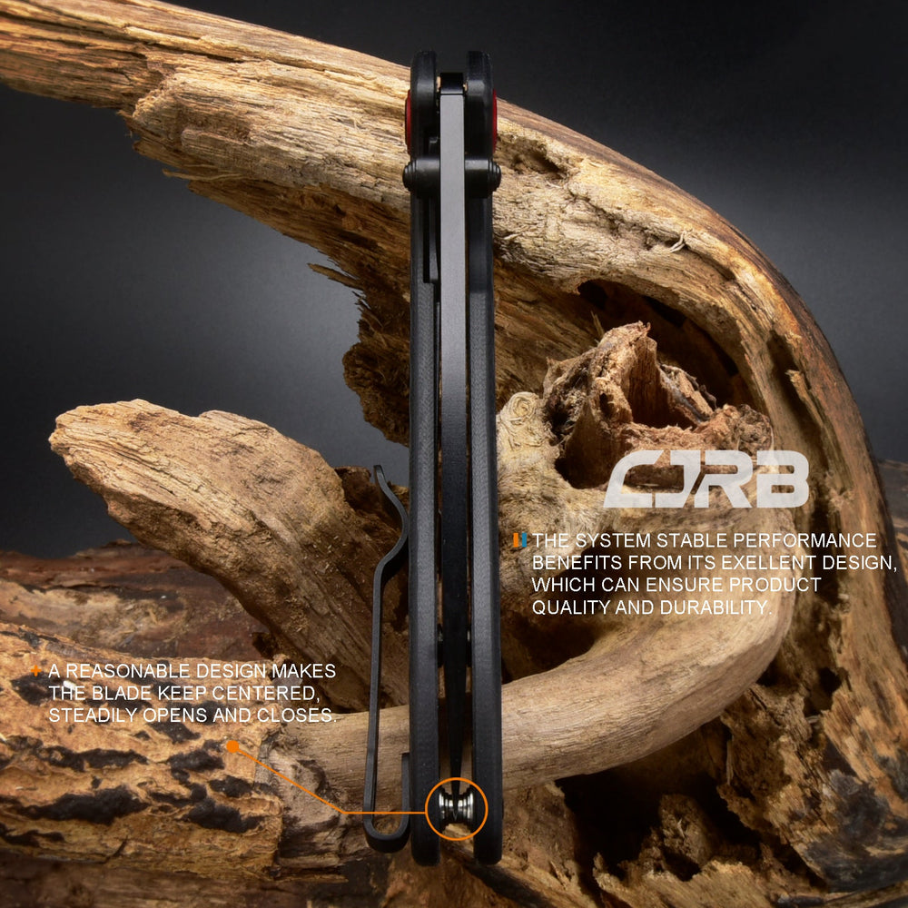 CJRB Feldspar J1912 AR-RPM9 Steel Black PVD Coated Blade G10 Handle Folding Knives - Black (J1912-BBKF)