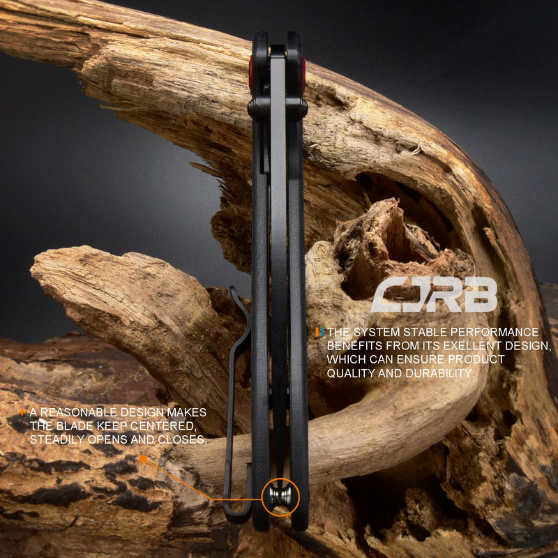 CJRB Feldspar J1912 AR-RPM9 Steel Black PVD Coated Blade G10 Handle Folding Knives - Black (J1912-BBKF)