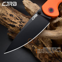 CJRB Feldspar J1912 AR-RPM9 Steel Black PVD Coated Blade G10 Handle Folding Knives - Orange (J1912-BOE)