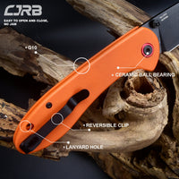 CJRB Feldspar J1912 AR-RPM9 Steel Black PVD Coated Blade G10 Handle Folding Knives - Orange (J1912-BOE)