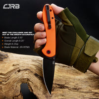 CJRB Feldspar J1912 AR-RPM9 Steel Black PVD Coated Blade G10 Handle Folding Knives - Orange (J1912-BOE)