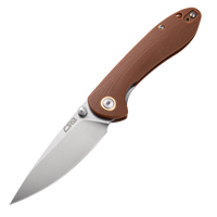 CJRB Feldspar Small J1912S AR-RPM9 Blade G10(contoured & CNC pattern texture) Handle Folding Knives - Brown (J1912S-BNC)