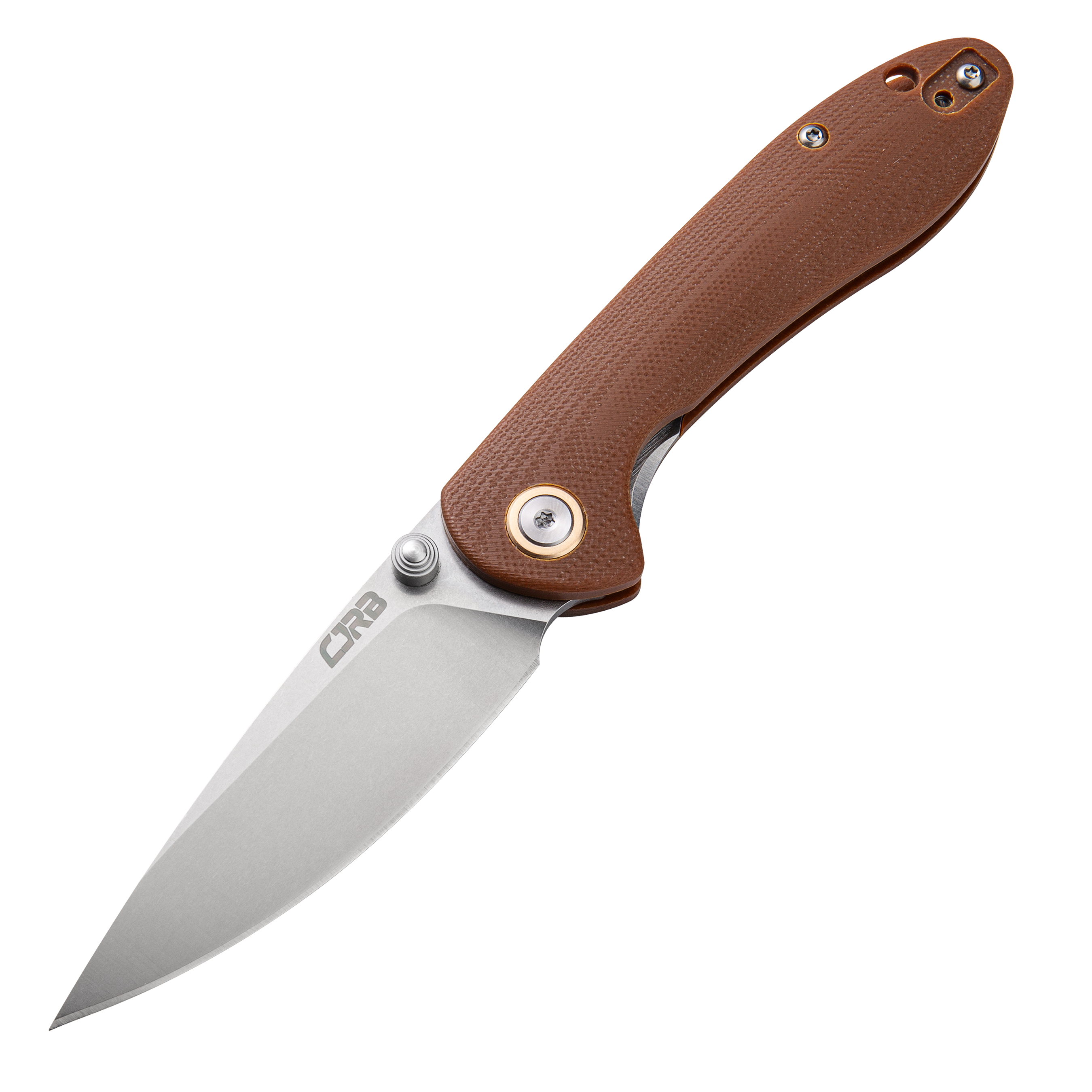 CJRB Feldspar Small J1912S AR-RPM9 Blade G10(contoured & CNC pattern texture) Handle Folding Knives - Brown (J1912S-BNC)
