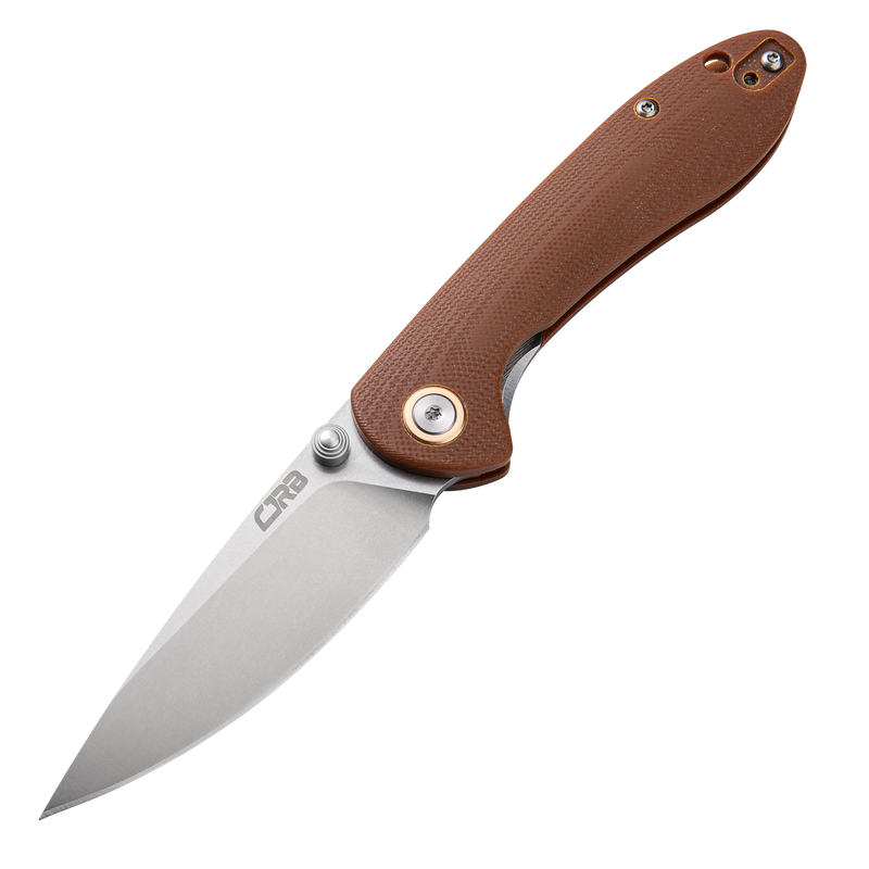 CJRB Feldspar Small J1912S AR-RPM9 Blade G10(contoured & CNC pattern texture) Handle Folding Knives - Brown (J1912S-BNC)