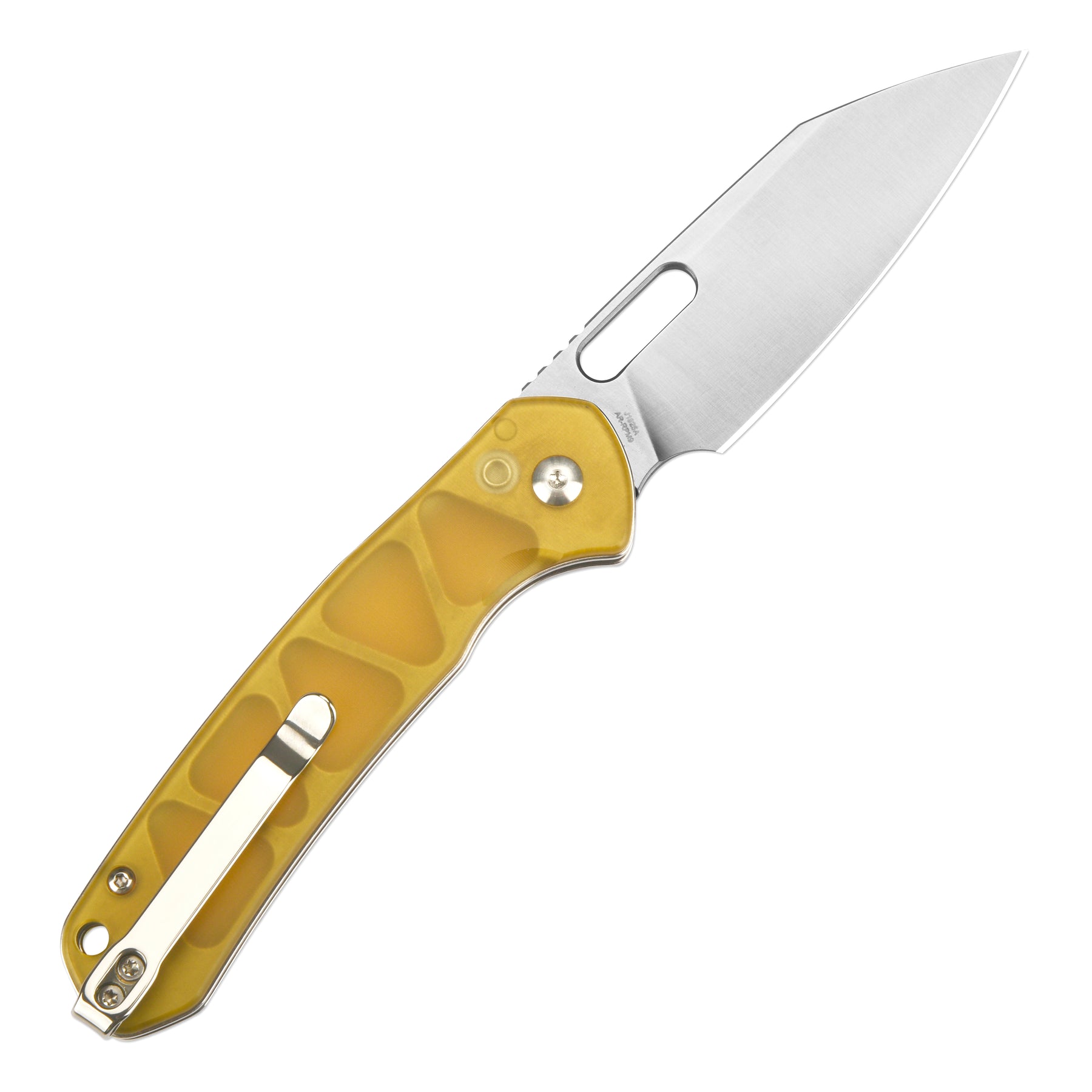 CJRB Pyrite-Alt Wharncliffe J1925A AR-RPM9 Powder Steel Blade Ultem Handle Folding Knives