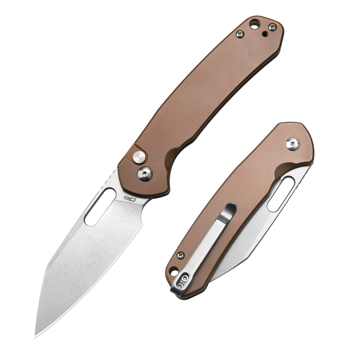 CJRB Pyrite Wharncliffe J1925A AR-RPM9 Steel Blade Steel Handle Folding Knives Copper Steel Color