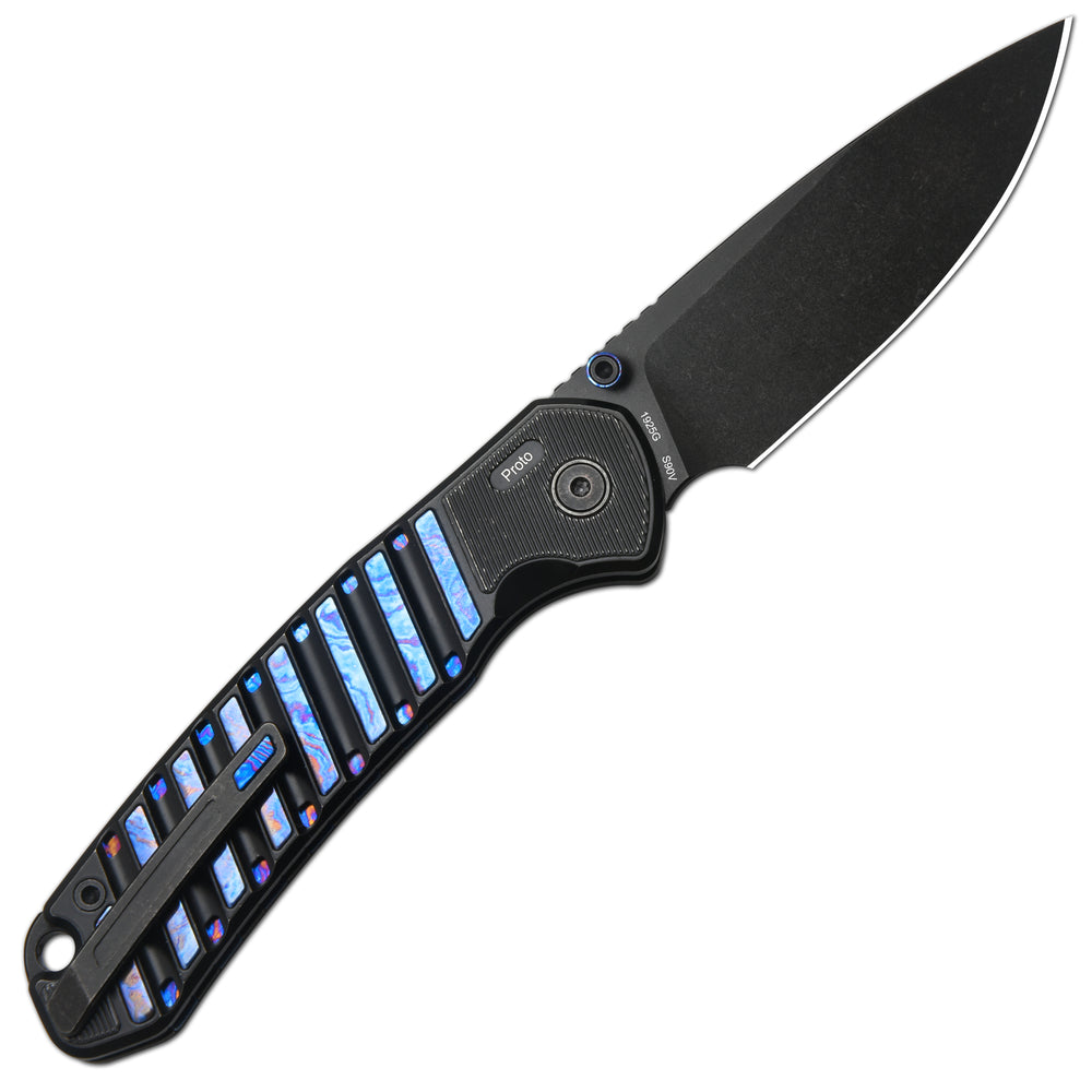 CJRB Galactic Pyrite J1925G S90V Blade Titanium and Titanium Damascus Inlay Handle Folding Knives(Limited edition)