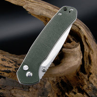CJRB Large Pyrite J1925L AR-RPM9 Steel Blade Micarta Handle Folding Knives