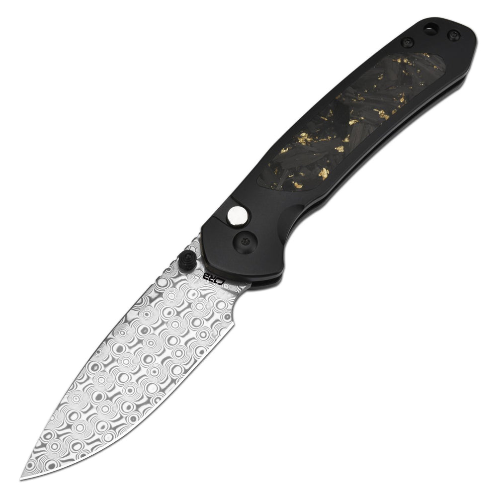 CJRB PYRITE J1925T-DGCF DAMASCUS BLADE TITANIUM HANDLE FOLDING KNIVES(LIMITED EDITION)