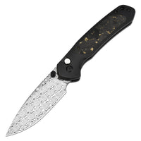 CJRB PYRITE J1925T-DGCF DAMASCUS BLADE TITANIUM HANDLE FOLDING KNIVES(LIMITED EDITION)