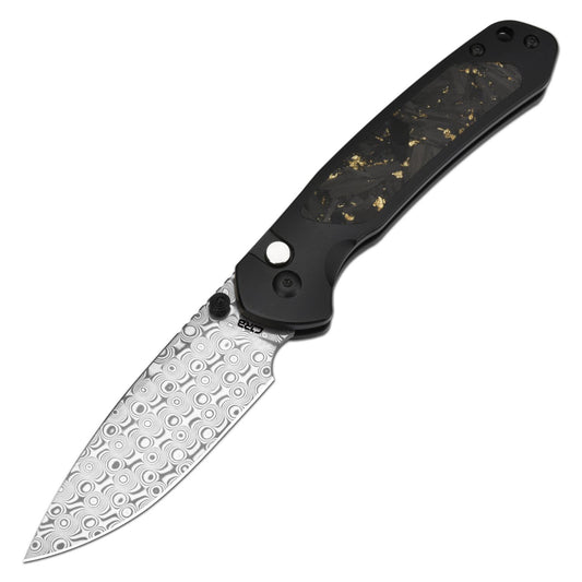 CJRB PYRITE J1925T-DGCF DAMASCUS BLADE TITANIUM HANDLE FOLDING KNIVES(LIMITED EDITION)