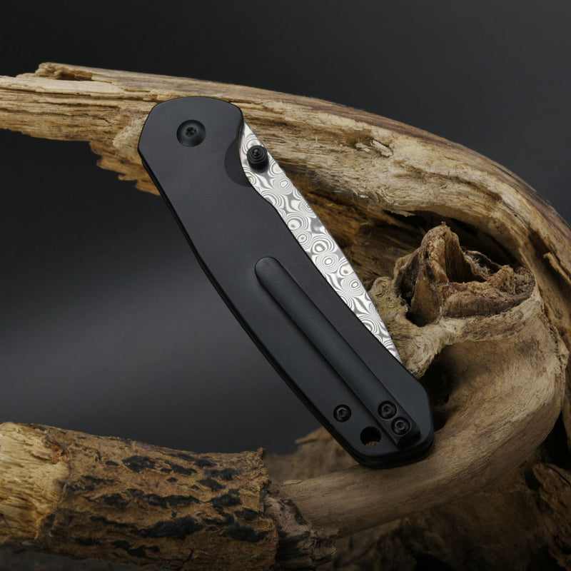 CJRB PYRITE J1925T-DGCF DAMASCUS BLADE TITANIUM HANDLE FOLDING KNIVES(LIMITED EDITION)