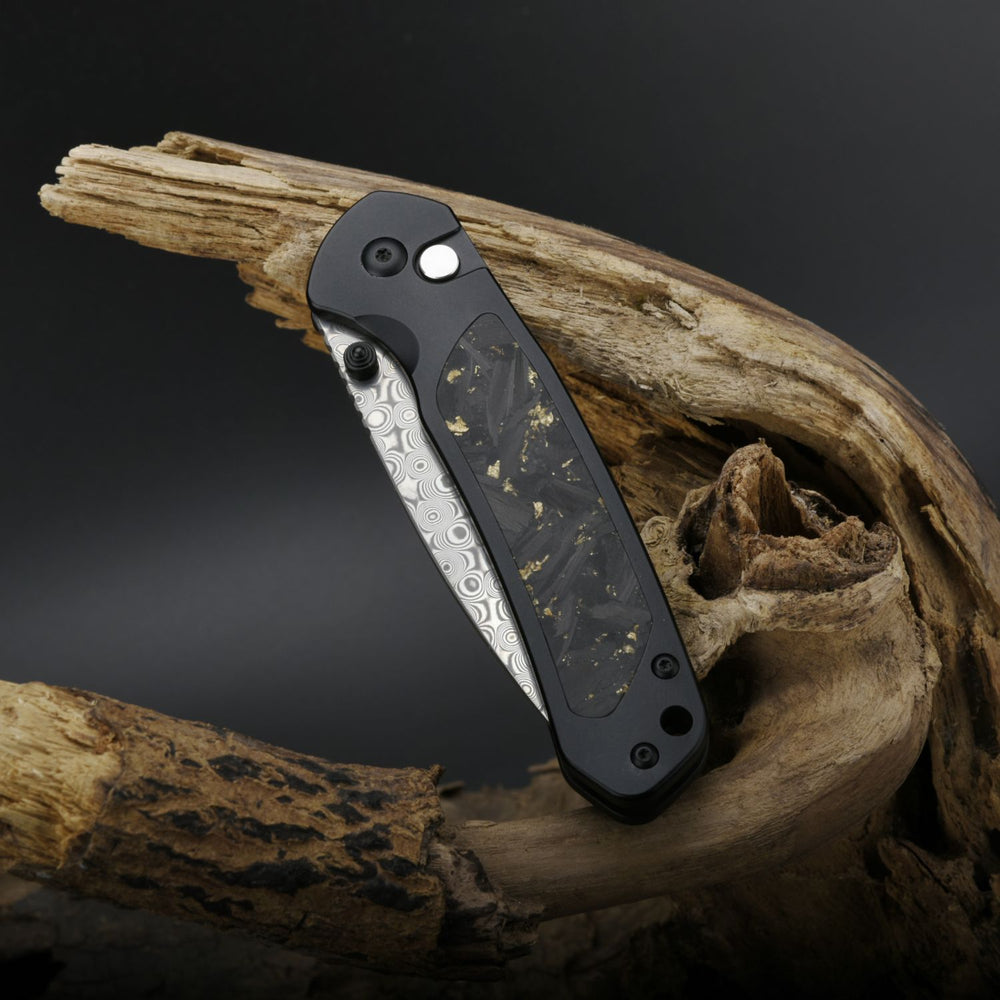 CJRB PYRITE J1925T-DGCF DAMASCUS BLADE TITANIUM HANDLE FOLDING KNIVES(LIMITED EDITION)