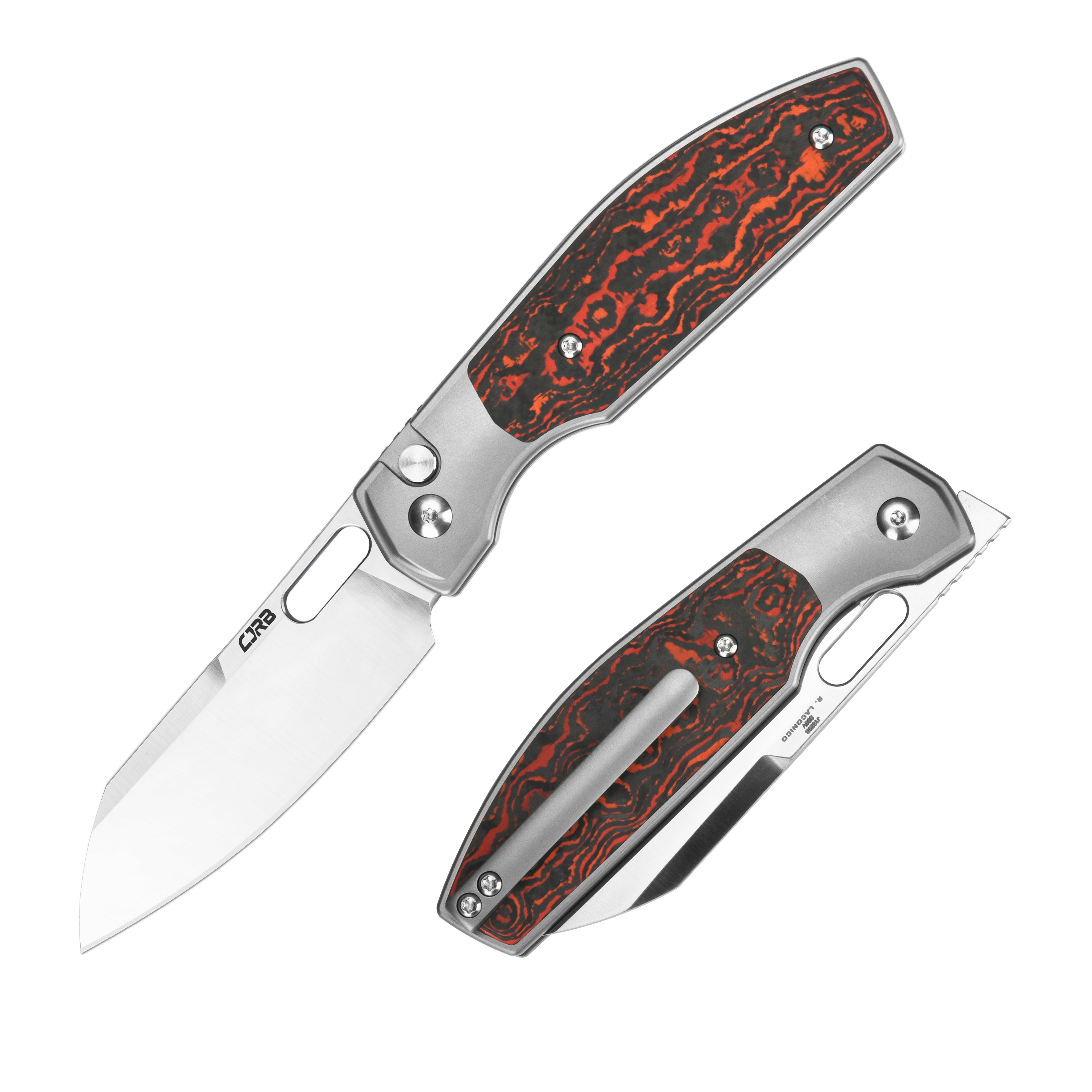 CJRB Ekko J1929 CPM S90V Blade Titanium & Fat Carbon Inla