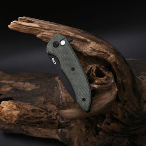 CJRB SPACE COWBOY PROTOTYPE J1930 AR-RPM9 STEEL MICARTA HANDLE BLACK PVD BLADE FOLDING KNIFE