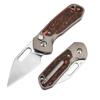 CJRB Mini Pyrite J1933 CPM S90V Blade Titanium and Fat Carbon Handle Folding Knives