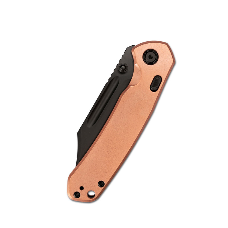 CJRB Bowie Pyrite Thumb Stud & Top Liner Lock Folding Knife Copper Handle (3.35'' 14C28N Steel Black PVD Coating Blade) J1942X-BCO (Exclusive)