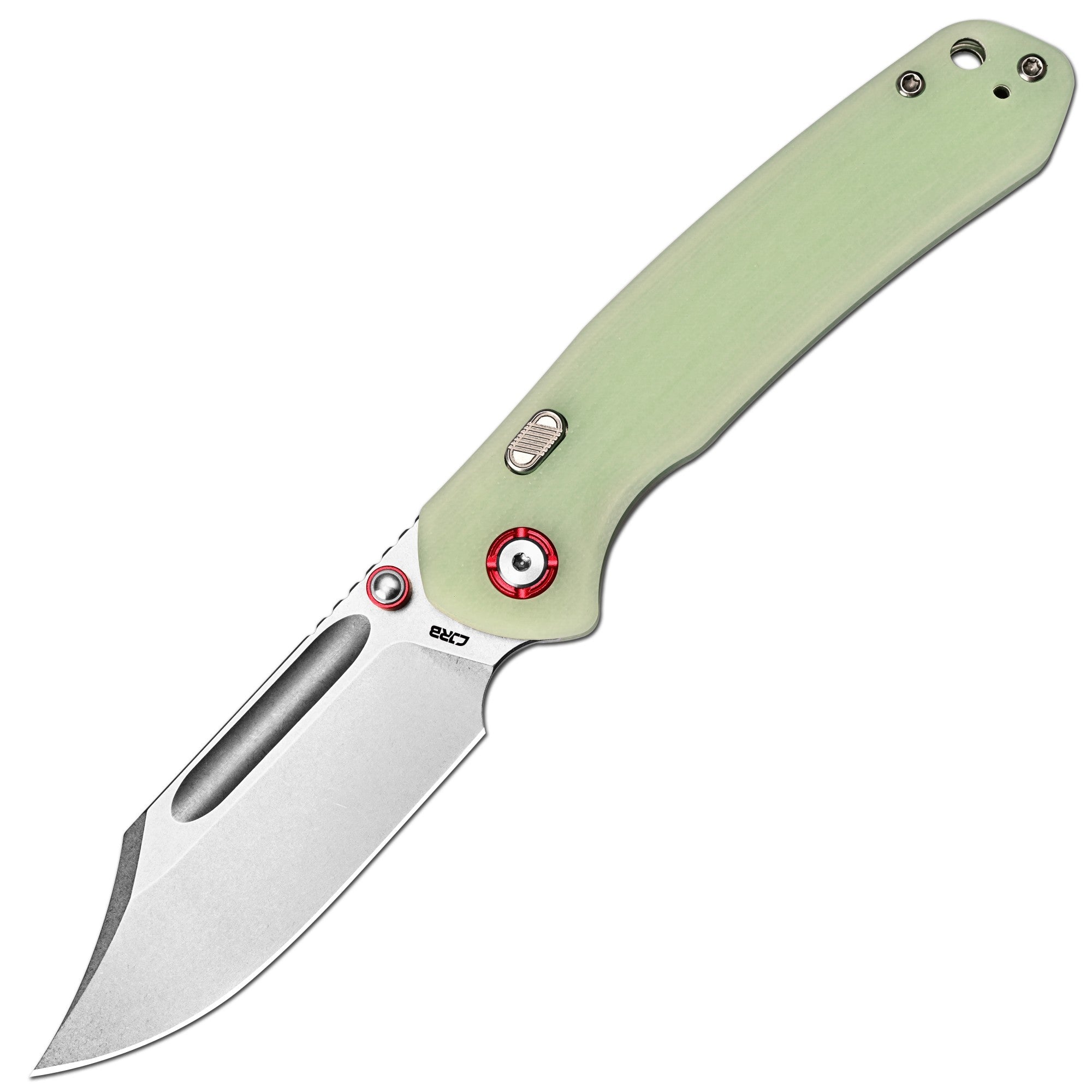 CJRB Bowie Pyrite Thumb Stud & Top Liner Lock Folding Knife G10(Glow In the Dark) Handle (3.35'' AR-RPM9 Steel Stone Wash Blade) J1942X-GD