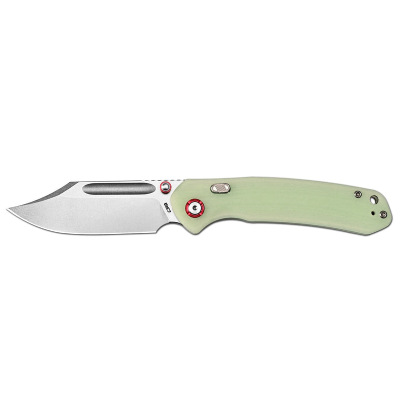CJRB Bowie Pyrite Thumb Stud & Top Liner Lock Folding Knife G10(Glow In the Dark) Handle (3.35'' AR-RPM9 Steel Stone Wash Blade) J1942X-GD