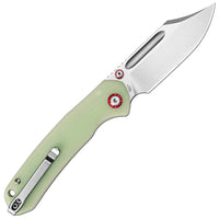 CJRB Bowie Pyrite Thumb Stud & Top Liner Lock Folding Knife G10(Glow In the Dark) Handle (3.35'' AR-RPM9 Steel Stone Wash Blade) J1942X-GD