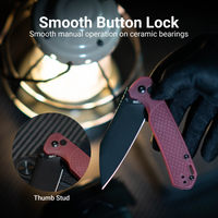 CJRB Pyrite-Light Thumb Stud & Button Lock EDC Knife, Thermochromic FRN Handle (Brown to Red), 3.34'' AR-RPM9 Black PVD Coating Blade, J1945-BRD