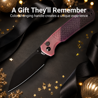 CJRB Pyrite-Light Thumb Stud & Button Lock EDC Knife, Thermochromic FRN Handle (Brown to Red), 3.34'' AR-RPM9 Black PVD Coating Blade, J1945-BRD