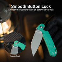 CJRB Pyrite-Light Thumb Stud & Button Lock EDC Knife, Thermochromic FRN Handle (Dark Green to Light Green), 3.34'' AR-RPM9 Stonewashed Blade, J1945-DLG