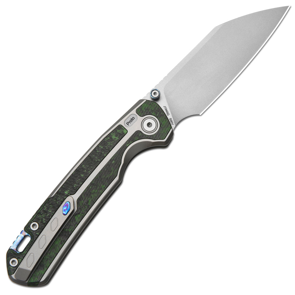 CJRB Interstellar Pyrite-Light J1945G S90V Blade Titanium and Fat Carbon Inlay Handle Folding Knives(Limited edition)