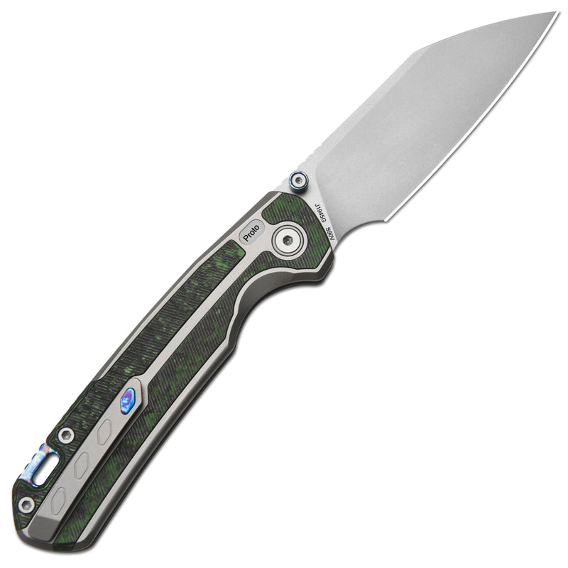 CJRB Interstellar Pyrite-Light J1945G S90V Blade Titanium and Fat Carbon Inlay Handle Folding Knives(Limited edition)