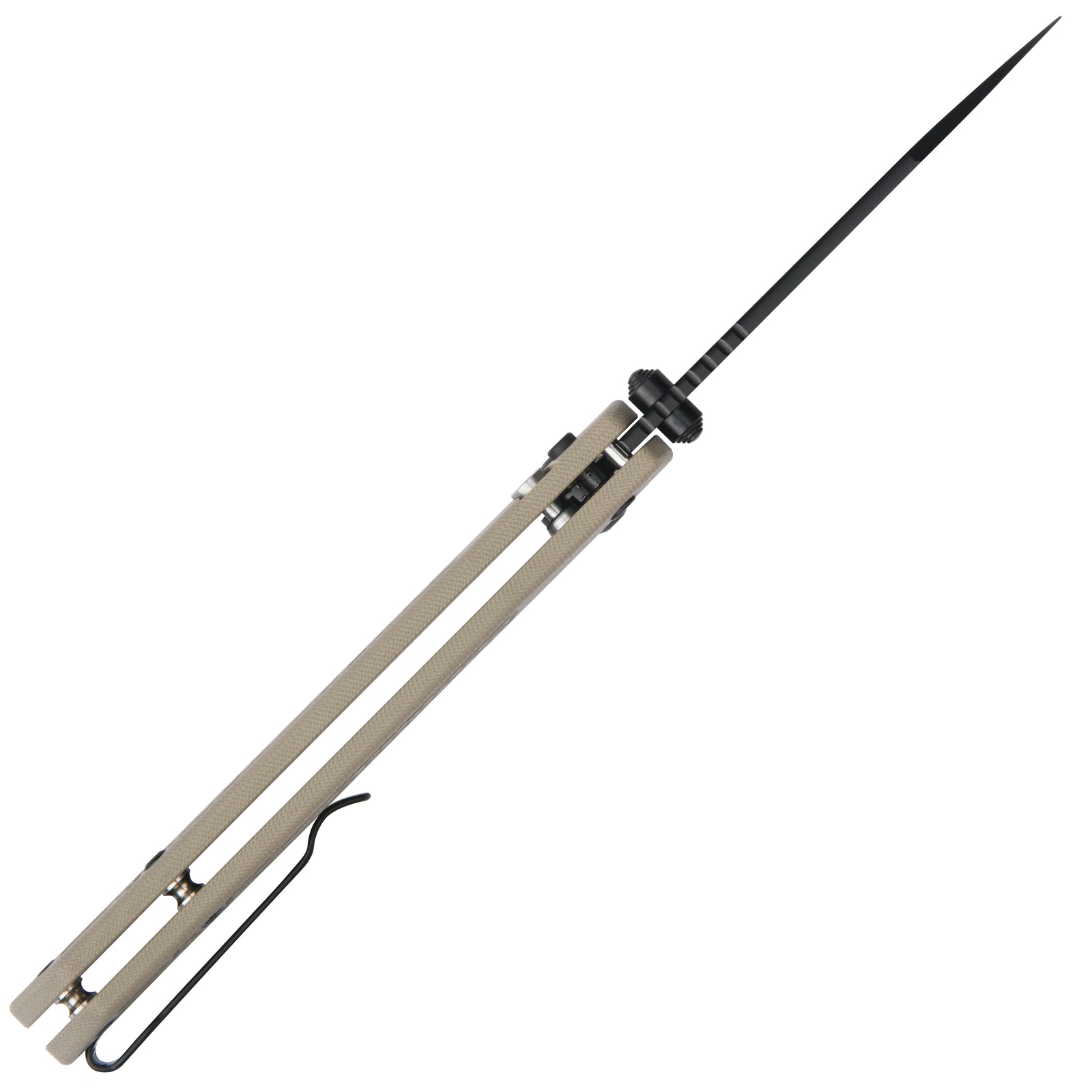 CJRB Large Pyrite-Light Button Lock with safety switch Knife G10 Handle (3.7'' Black PVD Coating AR-RPM9 Blade) J1945L-BDE