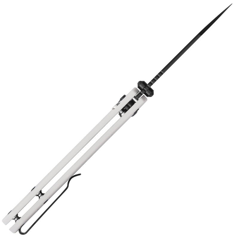 CJRB Large Pyrite-Light Button Lock with safety switch Knife White FRN Handle (3.7'' Black PVD Coating AR-RPM9 Blade) J1945L-BGY