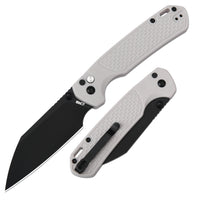 CJRB Large Pyrite-Light Button Lock with safety switch Knife White FRN Handle (3.7'' Black PVD Coating AR-RPM9 Blade) J1945L-BGY