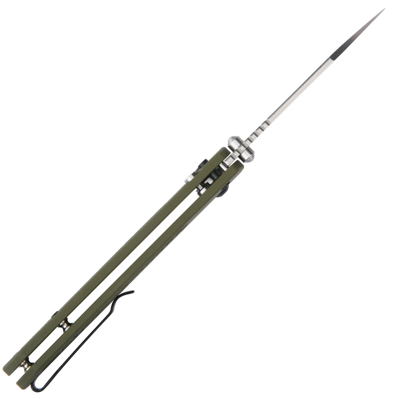 CJRB Large Pyrite-Light Button Lock with safety switch Knife G10 Handle (3.7'' Stone Wash AR-RPM9 Blade) J1945L-GN