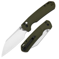 CJRB Large Pyrite-Light Button Lock with safety switch Knife G10 Handle (3.7'' Stone Wash AR-RPM9 Blade) J1945L-GN