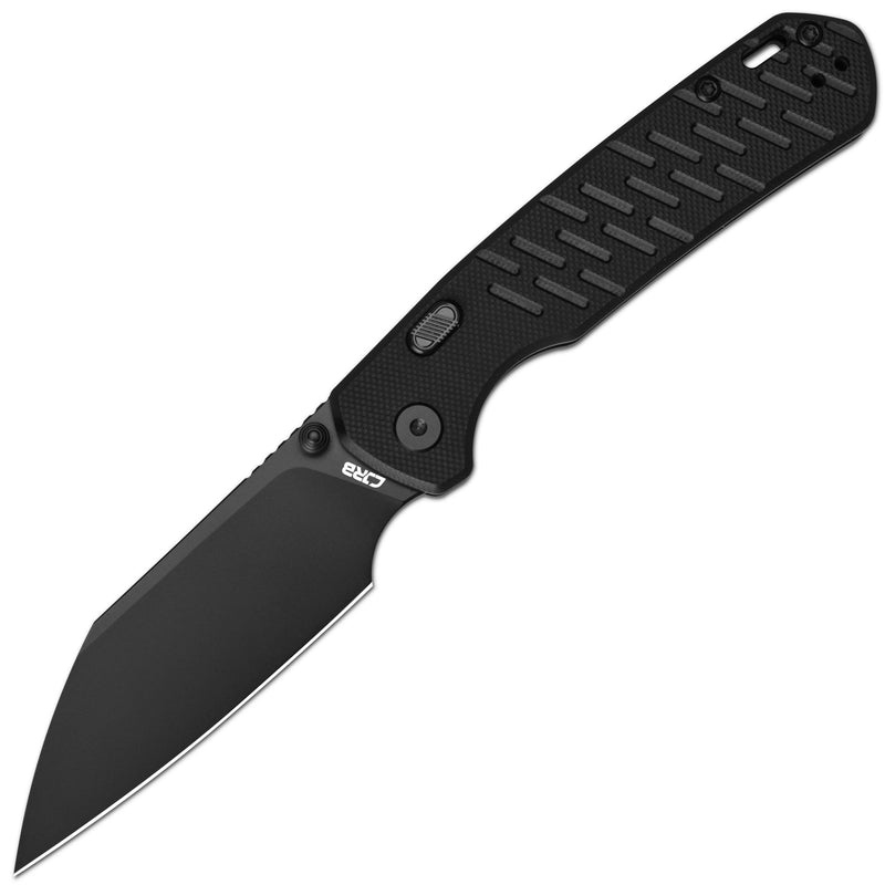 CJRB Pyrite-Light Thumb Stud & Top Liner Lock Folding Knife Black G10 Textured Handle (3.34'' AR-RPM9 Steel Black PVD Coating Blade) J1945X-BBK