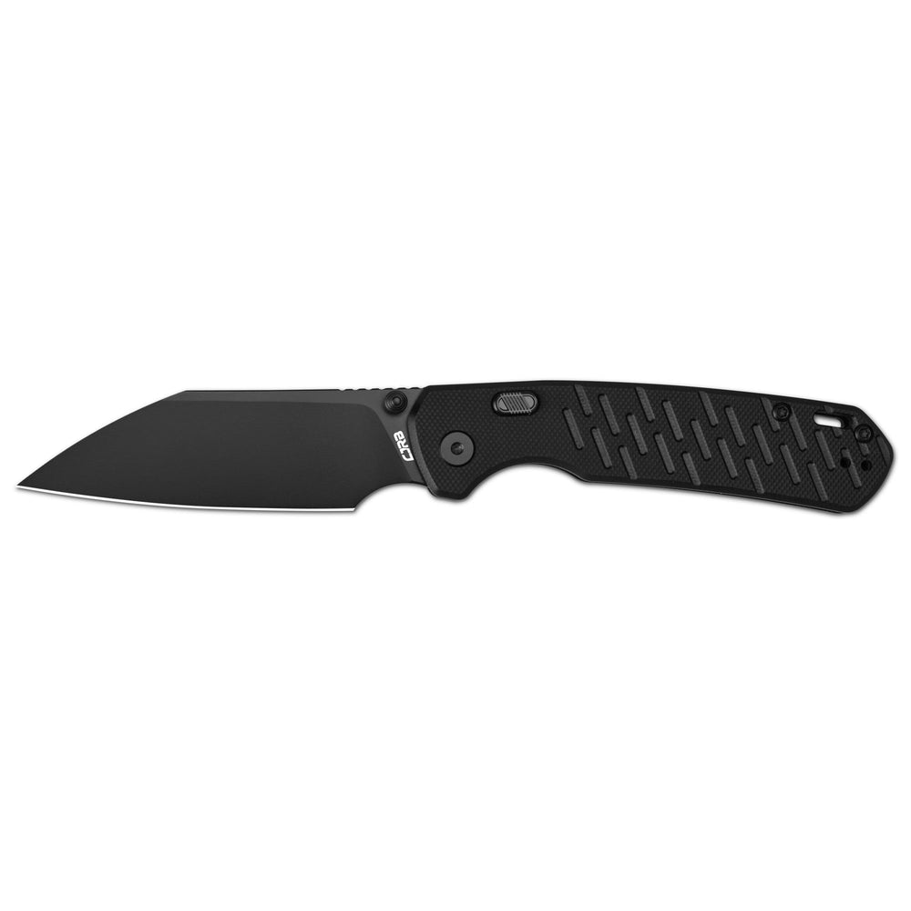 CJRB Pyrite-Light Thumb Stud & Top Liner Lock Folding Knife Black G10 Textured Handle (3.34'' AR-RPM9 Steel Black PVD Coating Blade) J1945X-BBK