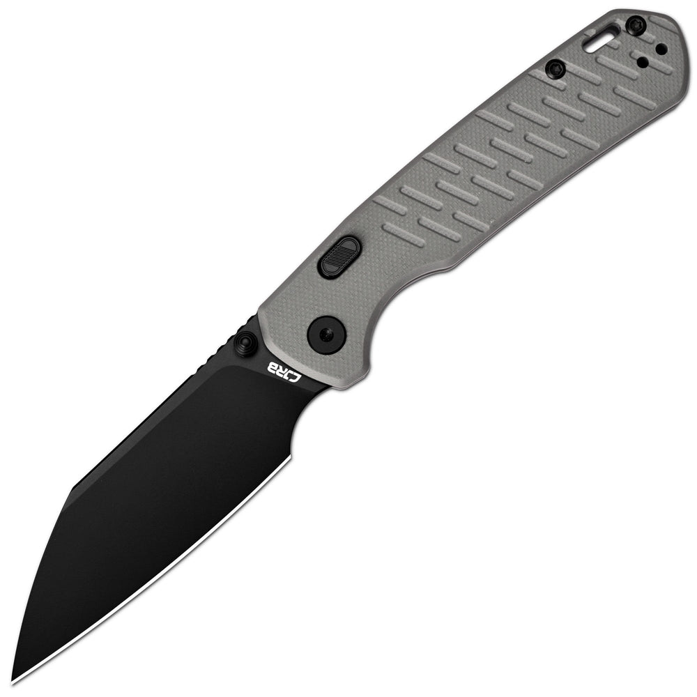 CJRB Pyrite-Light Thumb Stud & Top Liner Lock Folding Knife Gray G10 Textured Handle (3.34'' AR-RPM9 Steel Black PVD Coating Blade) J1945X-BGY