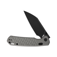 CJRB Pyrite-Light Thumb Stud & Top Liner Lock Folding Knife Gray G10 Textured Handle (3.34'' AR-RPM9 Steel Black PVD Coating Blade) J1945X-BGY
