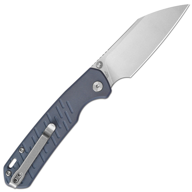 CJRB Pyrite-Light Thumb Stud & Top Liner Lock Folding Knife Blue G10 Textured Handle (3.34'' Stone Wash AR-RPM9 Steel Blade) J1945X-BU