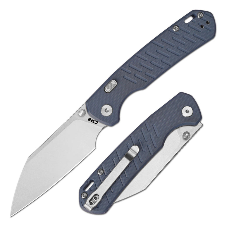 CJRB Pyrite-Light Thumb Stud & Top Liner Lock Folding Knife Blue G10 Textured Handle (3.34'' Stone Wash AR-RPM9 Steel Blade) J1945X-BU