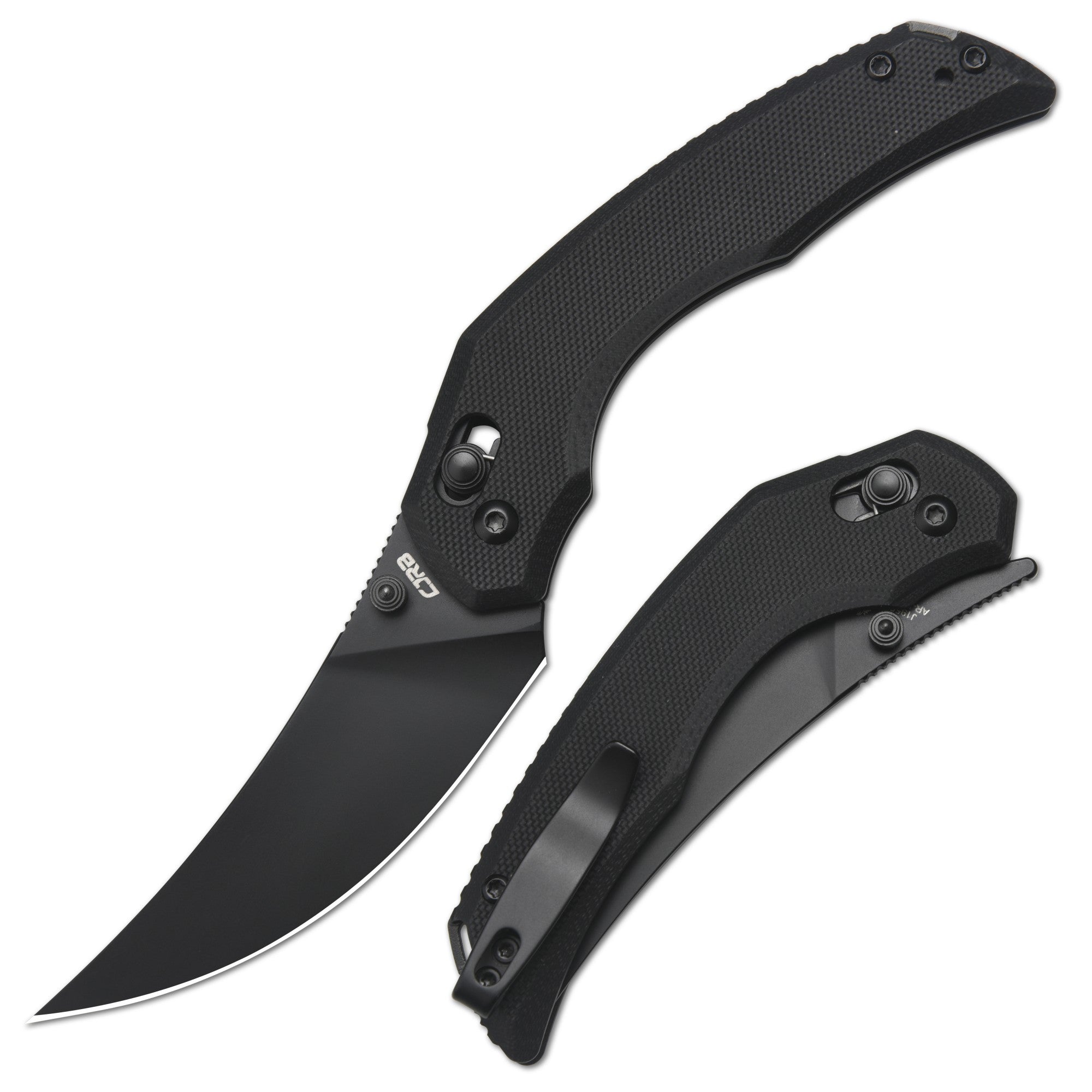 CJRB Nanner Front Flipper Crossbar lock Knife Black G10 H