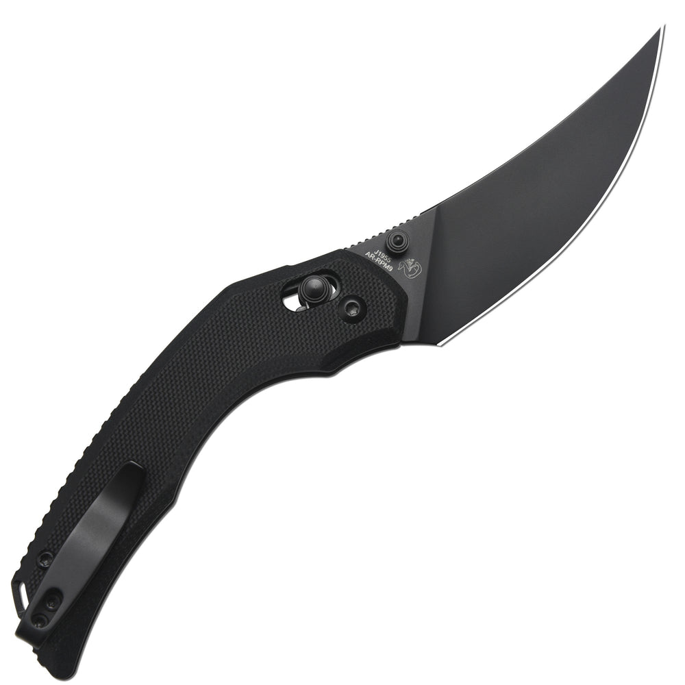 CJRB Nanner Front Flipper Crossbar lock Knife Black G10 Handle (3.23'' Black PVD Coating AR-RPM9 Blade) J1955-BBK