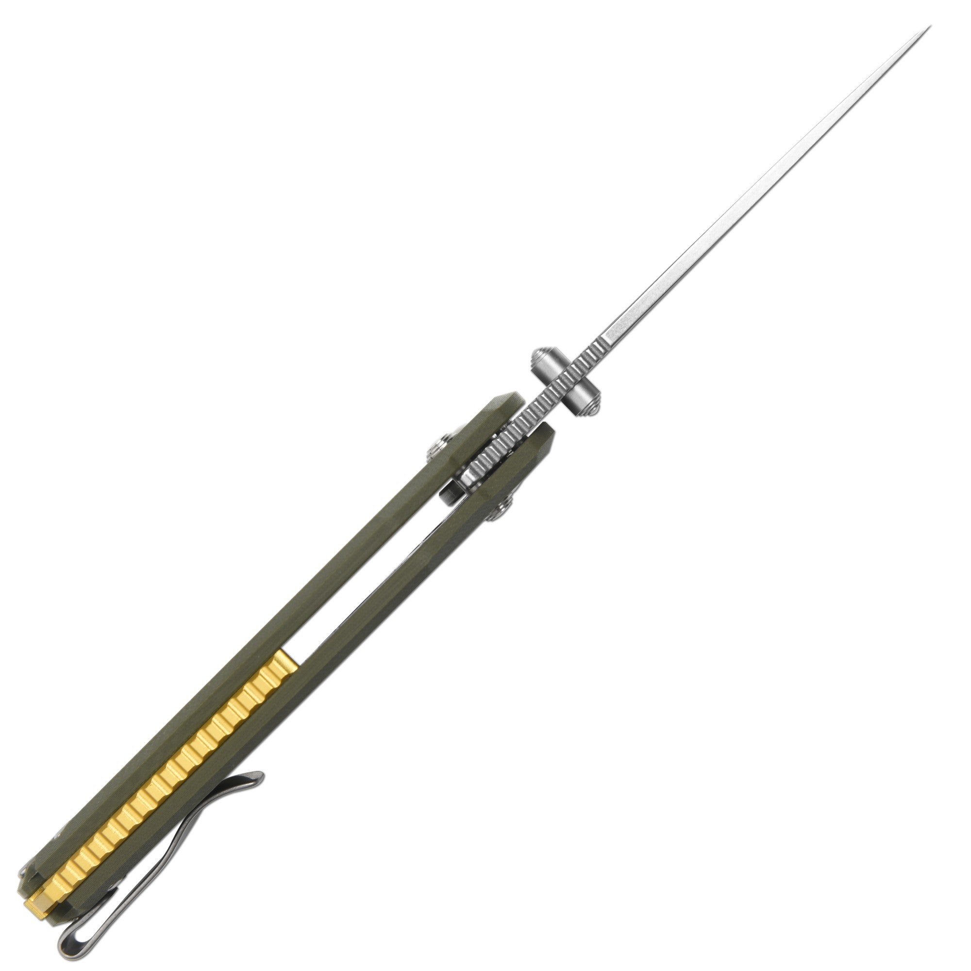 CJRB Nanner Front Flipper Crossbar lock Knife Green G10 H