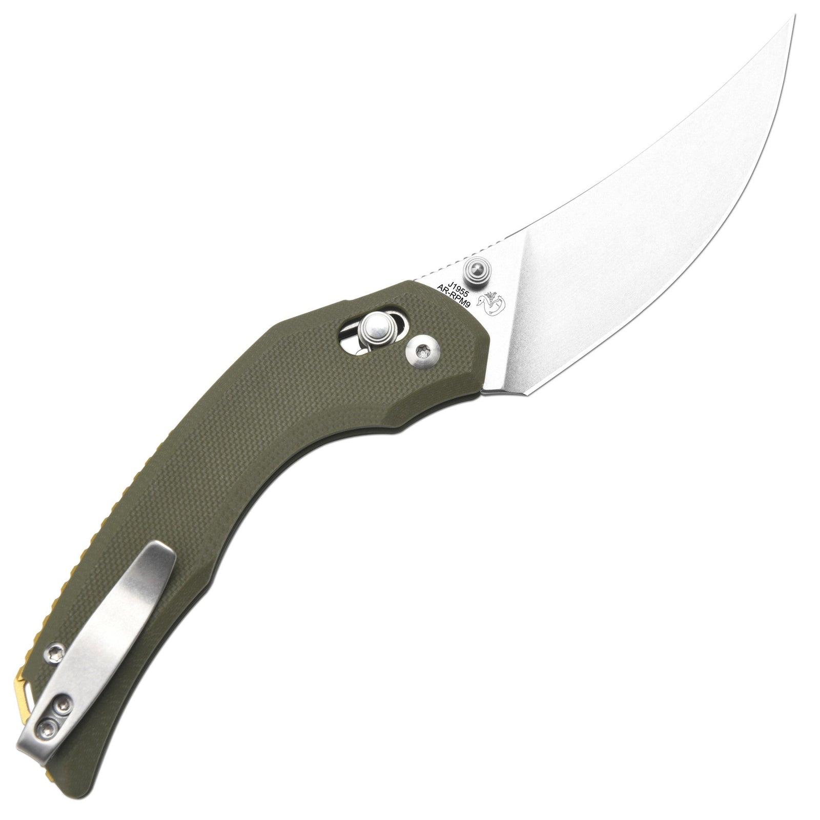 CJRB Nanner Front Flipper Crossbar lock Knife Green G10 Handle (3.23'' Stone Polish AR-RPM9 Blade) J1955-GN
