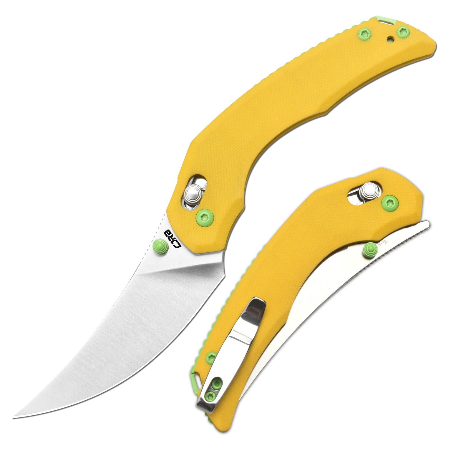 CJRB Nanner Front Flipper Crossbar lock Knife Yellow G10 Handle (3.23'' Sand Polish AR-RPM9 Blade) J1955-YE