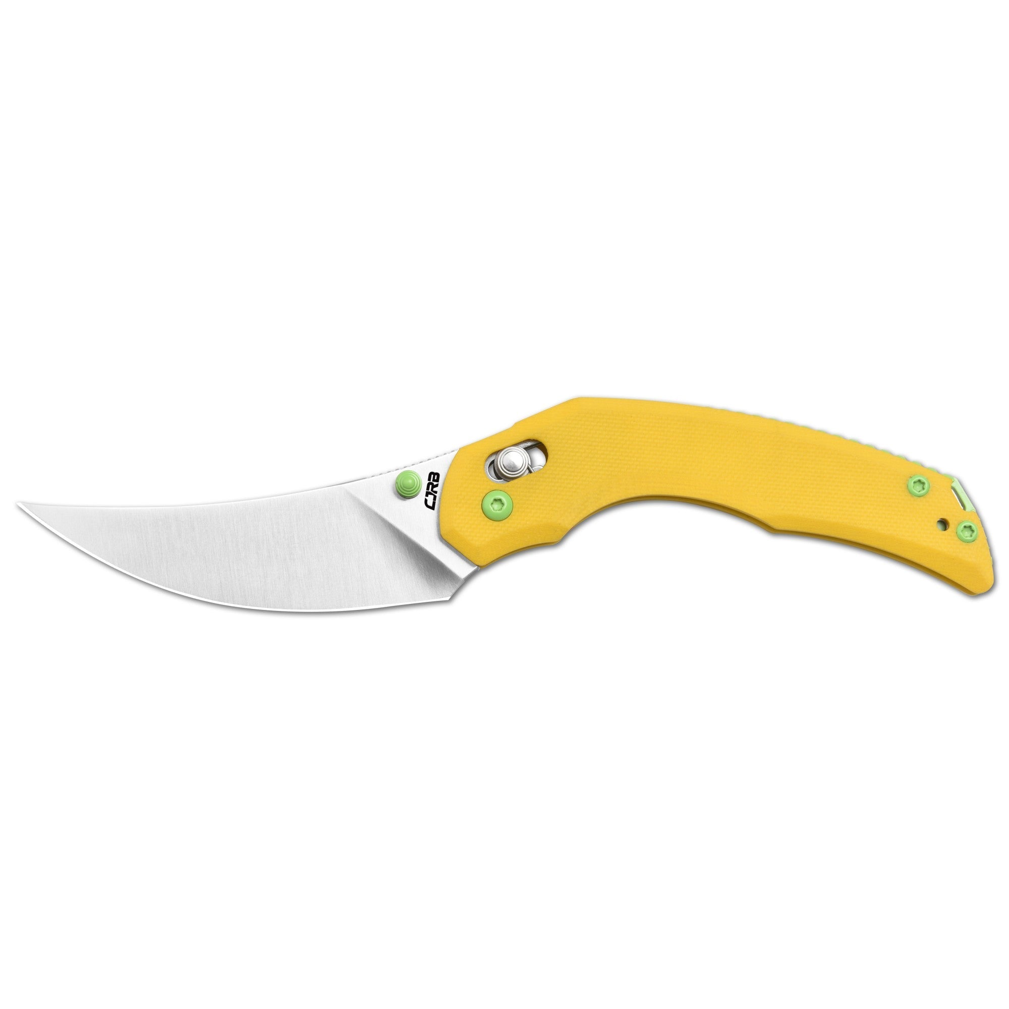 CJRB Nanner Front Flipper Crossbar lock Knife Yellow G10