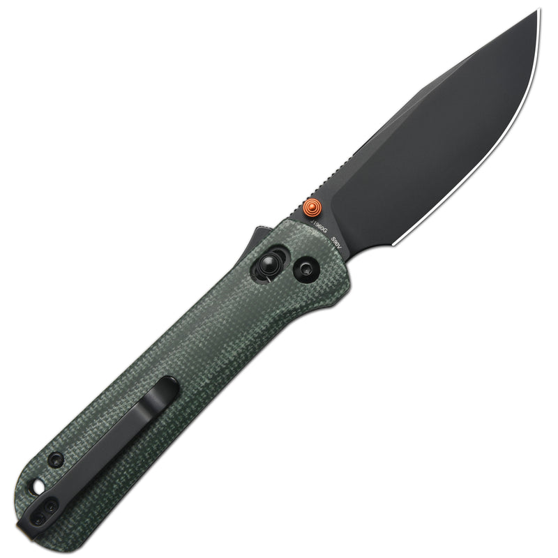 CJRB Bolt Thumbs Stud Recoil Lock Knife Green Micarta Handle (3.25'' Black PVD Coating S90V Blade) J1960G-BMGN
