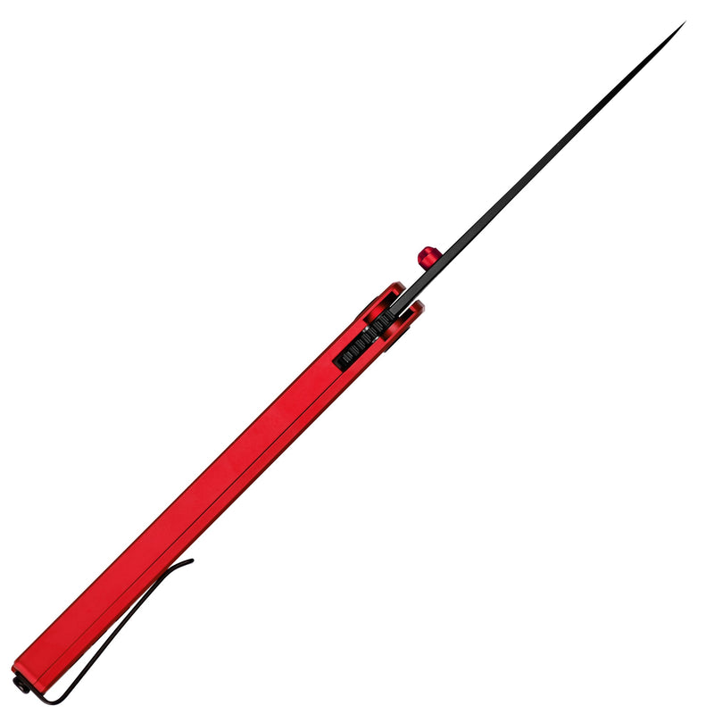 CJRB Lanky Thumb Stud & Liner Lock Knife Red Aluminum Handle (3.58'' Sandvik 14C28N Black PVD Coating Blade) J1965-BRE (Exclusive)